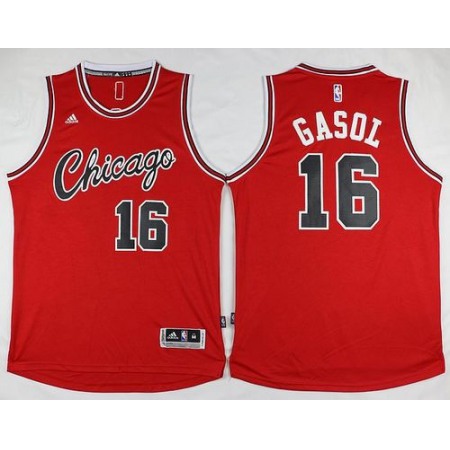 Bulls #16 Pau Gasol Red Hardwood Classics Performance Stitched NBA Jersey