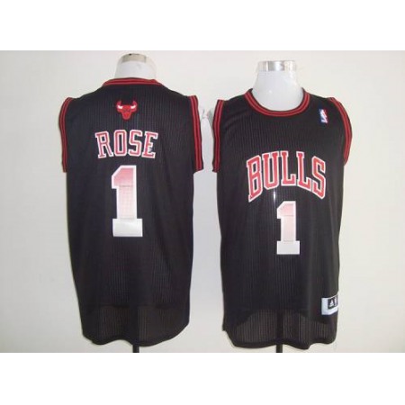 Bulls #1 Derrick Rose Black Fashion Stitched NBA Jersey