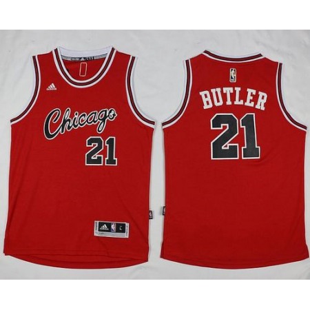 Bulls #21 Jimmy Butler Red Hardwood Classics Performance Stitched NBA Jersey