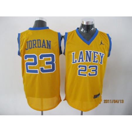 Bulls #23 Jordan Stitched Yellow Laney High School Classic NBA Jersey