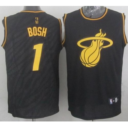 Heat #1 Chris Bosh Black Precious Metals Fashion Stitched NBA Jersey