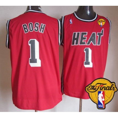 Heat #1 Chris Bosh Red Hardwood Classics Nights Finals Patch Stitched NBA Jersey