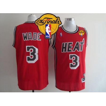 Heat #3 Dwyane Wade Red Hardwood Classics Nights Finals Patch Stitched NBA Jersey