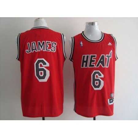 Heat #6 LeBron James Red Hardwood Classics Nights Stitched NBA Jersey