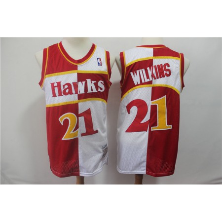 Men's Atlanta Hawks #21 Dominique Wilkins Red White 1987/88 Hardwood Classics Stitched NBA Jersey