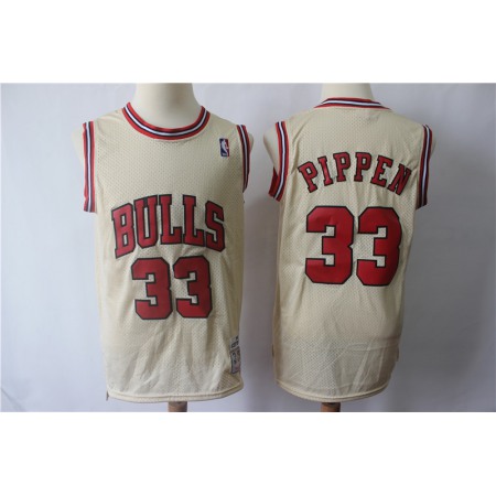 Men's Chicago Bulls #33 Scottie Pippen Cream Hardwood Classics Stitched Jersey
