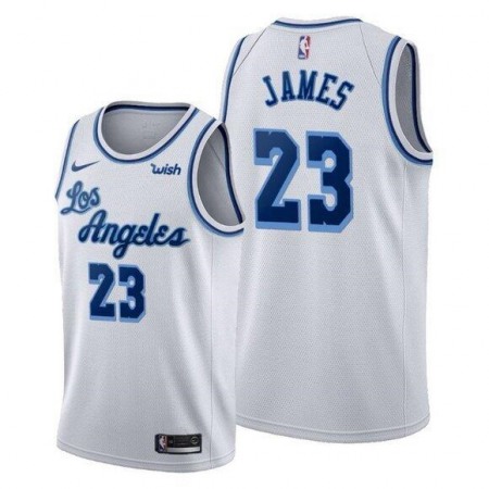 Men's Los Angeles Lakers #23 LeBron James White Classic Edition Swingman Stitched Jersey