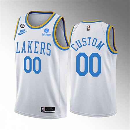 Men's Los Angeles Lakers Active Player Cutom 2022-23 White No.6 Patch Classic Edition Stitched Basketball Jersey