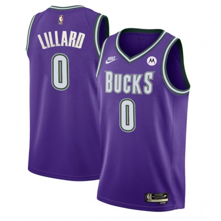 Men's Milwaukee Bucks #0 Damian Lillard Purple 222/23 Classic Edition Stitched Basketball Jersey