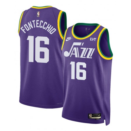 Men's Utah Jazz #16 Simone Fontecchio Purple 2023 Classic Edition Stitched Basketball Jersey