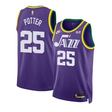 Men's Utah Jazz #25 Micah Potter Purple 2023 Classic Edition Stitched Basketball Jersey