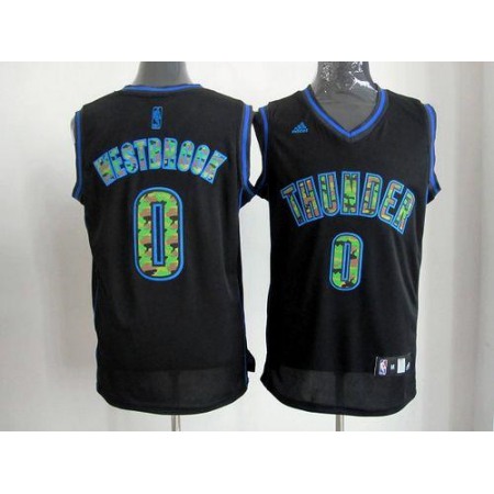 Thunder #0 Russell Westbrook Black Camo Fashion Stitched NBA Jersey