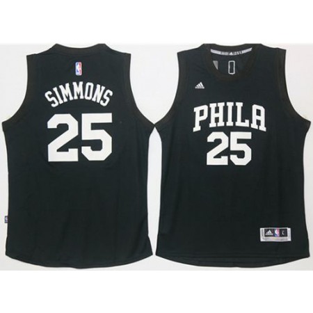 76ers #25 Ben Simmons Black Fashion Stitched NBA Jersey