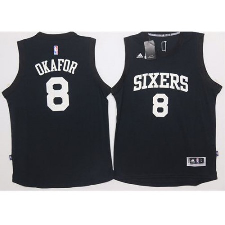 76ers #8 Jahlil Okafor Black Fashion Stitched NBA Jersey