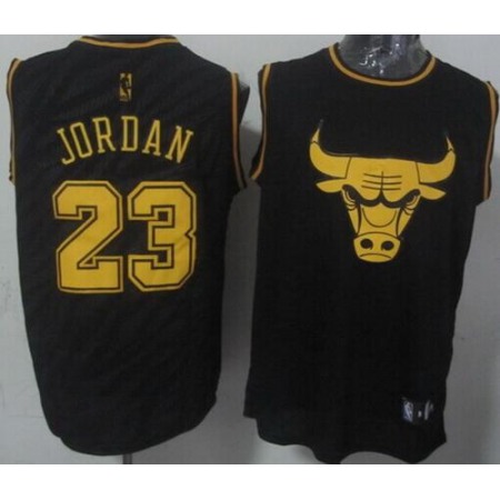 Bulls #23 Michael Jordan Black Precious Metals Fashion Stitched NBA Jersey