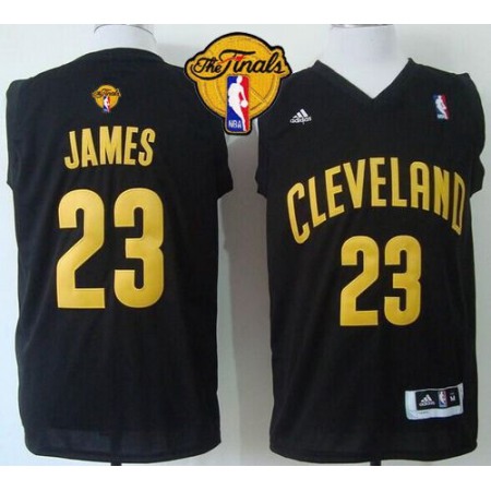 Cavaliers #23 LeBron James Black Fashion The Finals Patch Stitched NBA Jersey