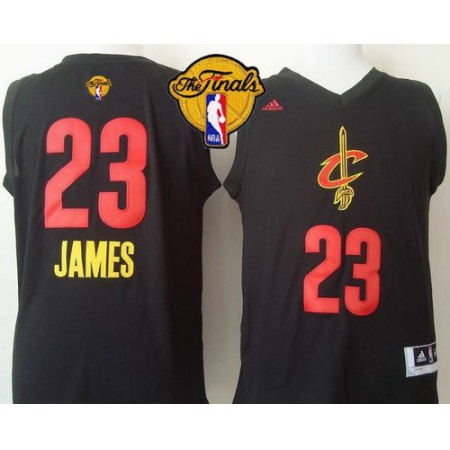 Cavaliers #23 LeBron James Black New Fashion The Finals Patch Stitched NBA Jersey