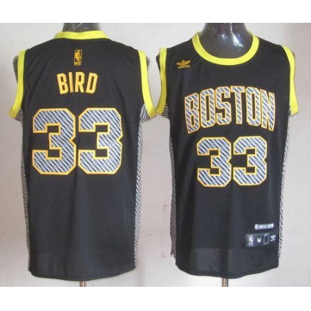 Celtics #33 Larry Bird Black Electricity Fashion Stitched NBA Jersey