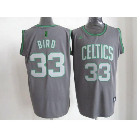 Celtics #33 Larry Bird Grey Graystone Fashion Embroidered NBA Jersey