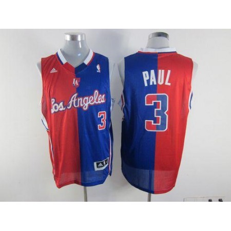 Clippers #3 Chris Paul Red/Blue Split Fashion Stitched NBA Jersey