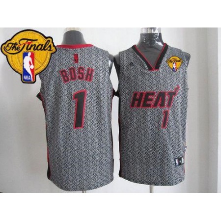 Heat #1 Chris Bosh Grey Static Fashion Finals Patch Stitched NBA Jersey