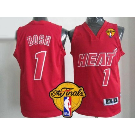 Heat #1 Chris Bosh Red Big Color Fashion Finals Patch Stitched NBA Jersey