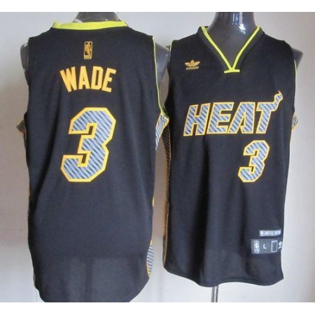 Heat #3 Dwyane Wade Black Electricity Fashion Stitched NBA Jersey
