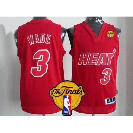 Heat #3 Dwyane Wade Red Big Color Fashion Finals Patch Stitched NBA Jersey