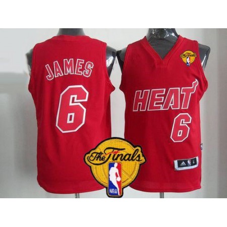 Heat #6 LeBron James Red Big Color Fashion Finals Patch Stitched NBA Jersey