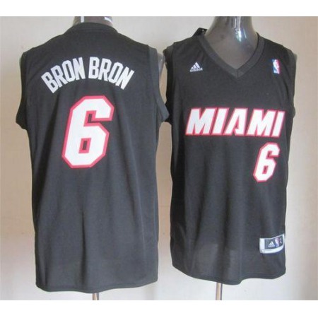 Heat #6 LeBron James Stitched Black Bron Bron Fashion NBA Jersey