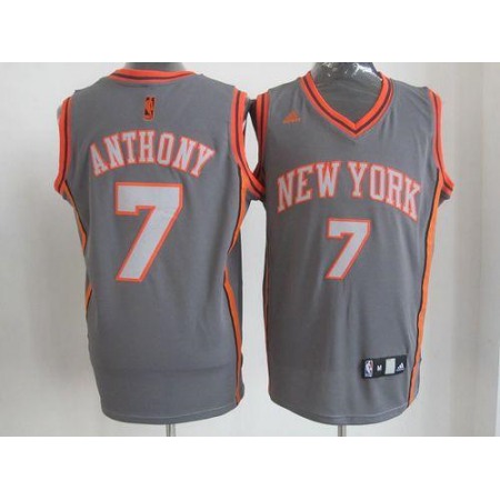 Knicks #7 Carmelo Anthony Grey Graystone Fashion Stitched NBA Jersey