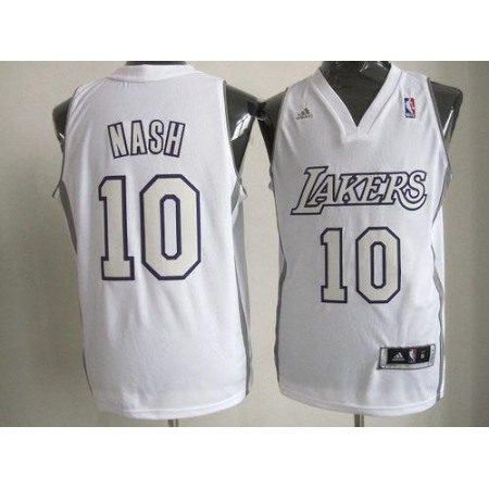 Lakers #10 Steve Nash White Big Color Fashion Stitched NBA Jersey