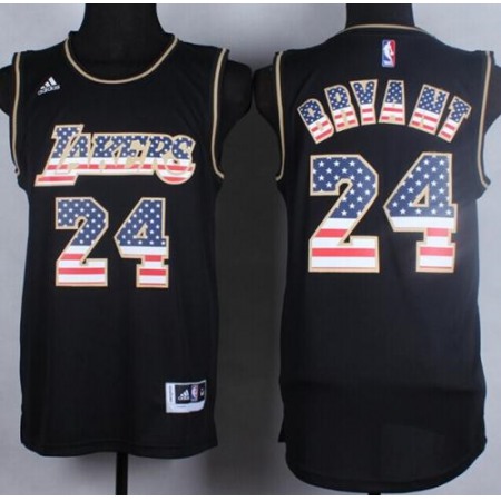 Lakers #24 Kobe Bryant Black USA Flag Fashion Stitched NBA Jersey