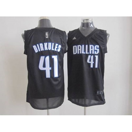 Mavericks #41 Dirk Nowitzki Black Dirkules Fashion Stitched NBA Jersey