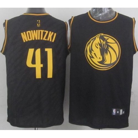 Mavericks #41 Dirk Nowitzki Black Precious Metals Fashion Stitched NBA Jersey
