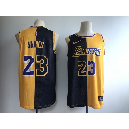 Men's Los Angeles Lakers #23 Lebron James Black/Gold Fashion Swingman Stitched NBA Jersey