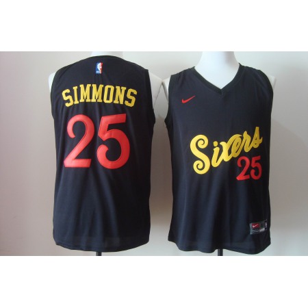 Men's Nike Philadelphia 76ers #25 Ben Simmons 2017 Black Bulls Fashion Stitched NBA Jersey