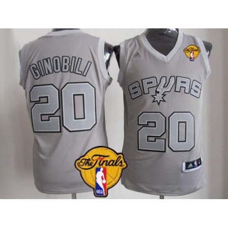 Spurs #20 Manu Ginobili Grey Big Color Fashion Finals Patch Stitched NBA Jersey