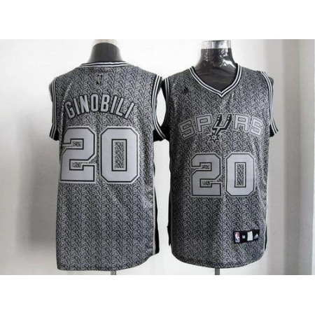 Spurs #20 Manu Ginobili Grey Static Fashion Stitched NBA Jersey