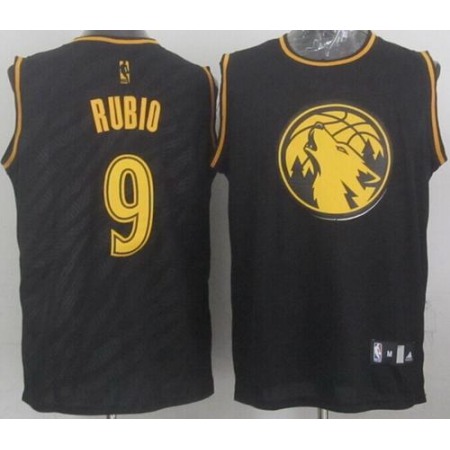 Timberwolves #9 Ricky Rubio Black Precious Metals Fashion Stitched NBA Jersey