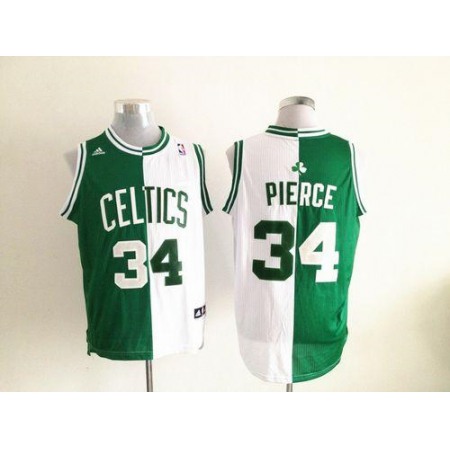 Celtics #34 Paul Pierce Green/White Split Fashion Embroidered NBA Jersey