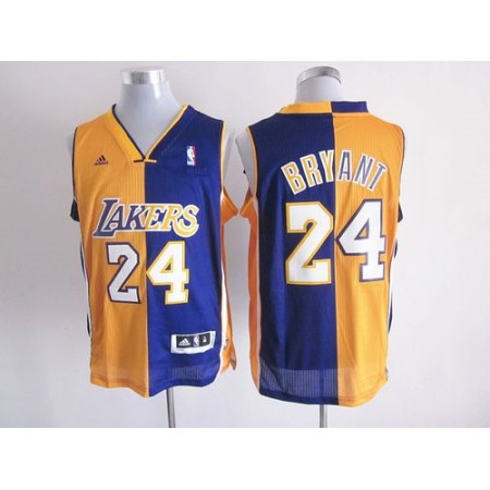Lakers #24 Kobe Bryant Yellow/Purple Split Fashion Stitched NBA Jersey