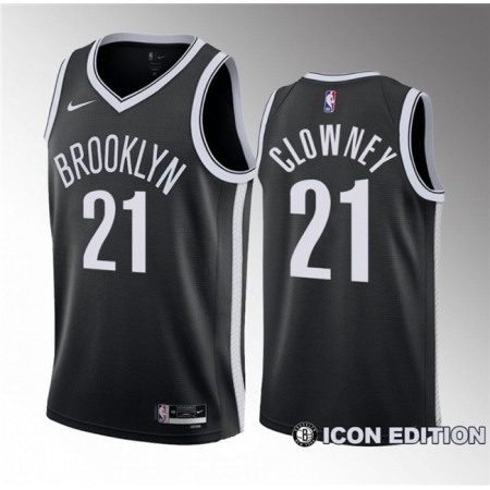 Men's Brooklyn Nets #21 Noah Clowney Black 2023 Draft Icon Edition Stitched Basketball Jersey