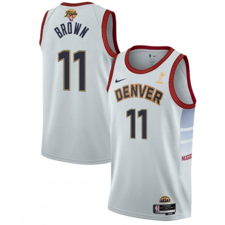 Men's Denver Nuggets #11 Bruce Brown White 2023 Finals Champions Icon Edition Stitched Basketball Jersey