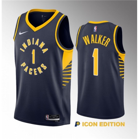 Men's Indiana Pacers #1 Jarace Walker Navy 2023 Draft Icon Edition Stitched Basketball Jersey