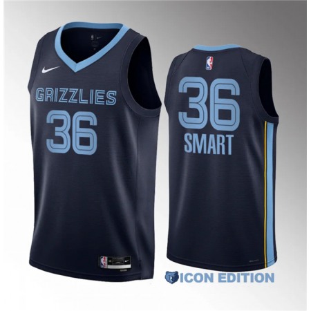 Men's Memphis Grizzlies #36 Marcus Smart Navy Icon Edition Stitched Basketball Jersey