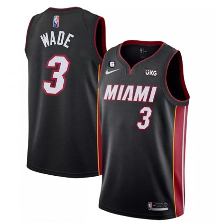 Men's Miami Heat #3 Dwyane Wade Black Icon Edition 75th Anniversary Stitched Jersey