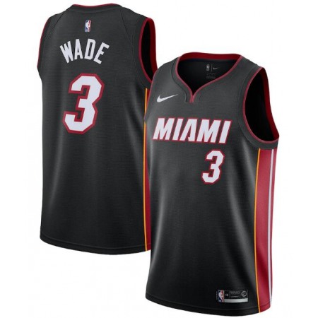 Men's Miami Heat #3 Dwyane Wade Black Icon Edition Swingman Stitched Jersey