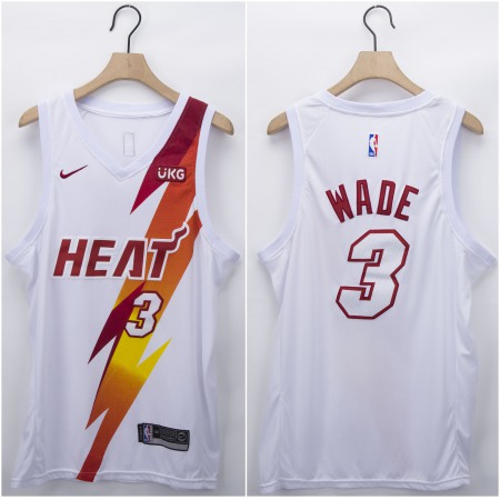 Men's Miami Heat #3 Dwyane Wade White Fashion Edition Stitched NBA Jersey