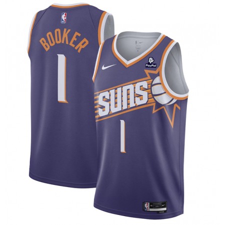 Men's Phoenix Suns #1 Devin Booker Purple 2023 Icon Edition Stitched Basketball Jersey